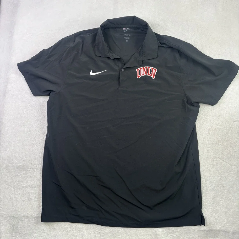 Nike Dri-Fit UNLV Rebels Black Short Sleeve Polo Shirt Men's XL Football Gamer
